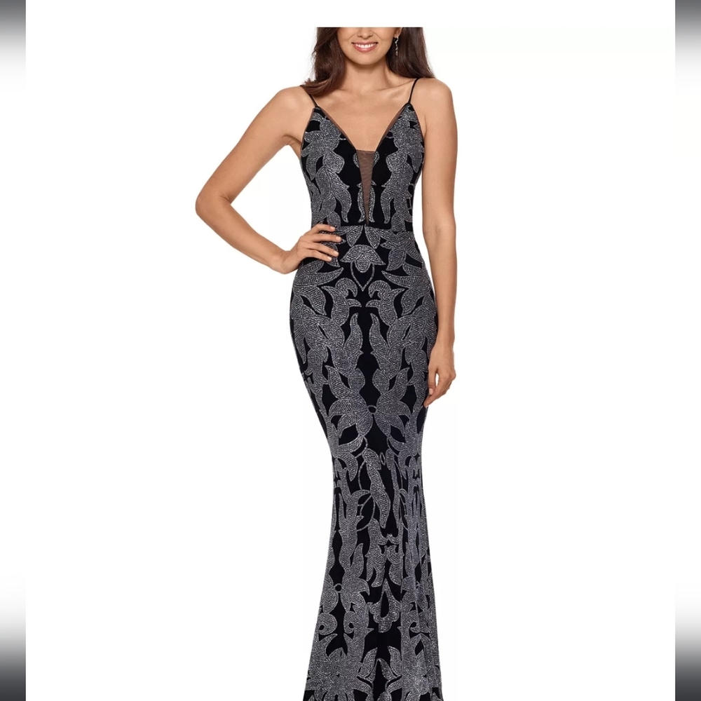 HOCO Size 6 sparkle Black and silver gown by B&A